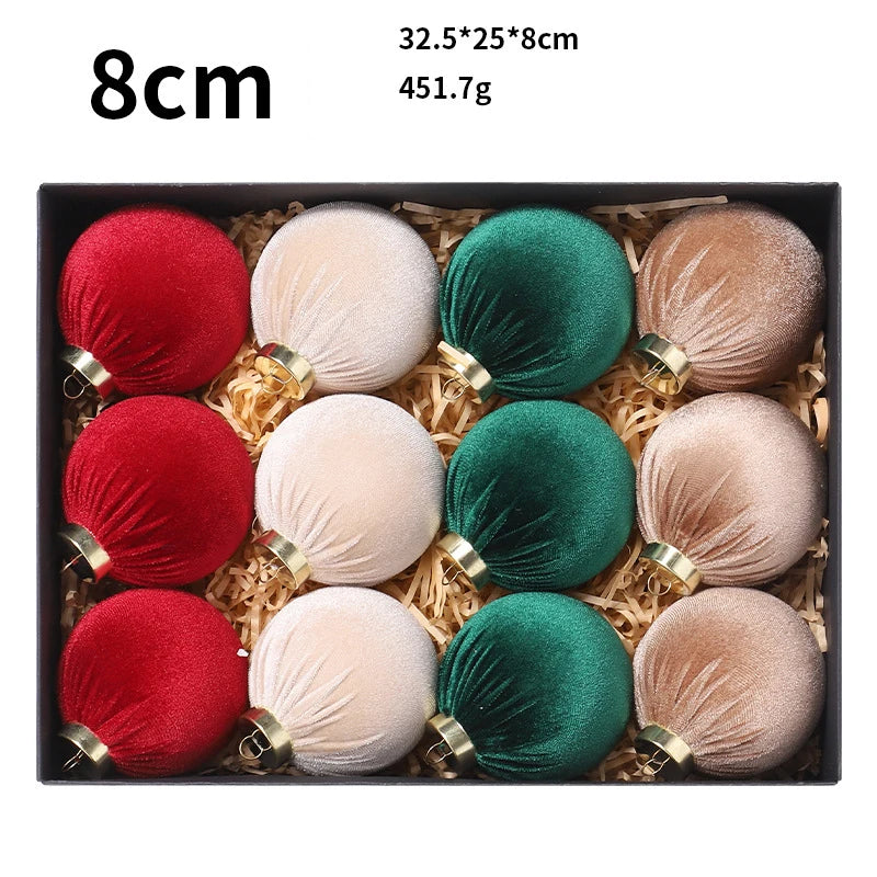 12Pcs/8cm Christmas Ball Decoration Supplies Exquisite Christmas Tree Ornaments Pendant New Year Home Party Decoration