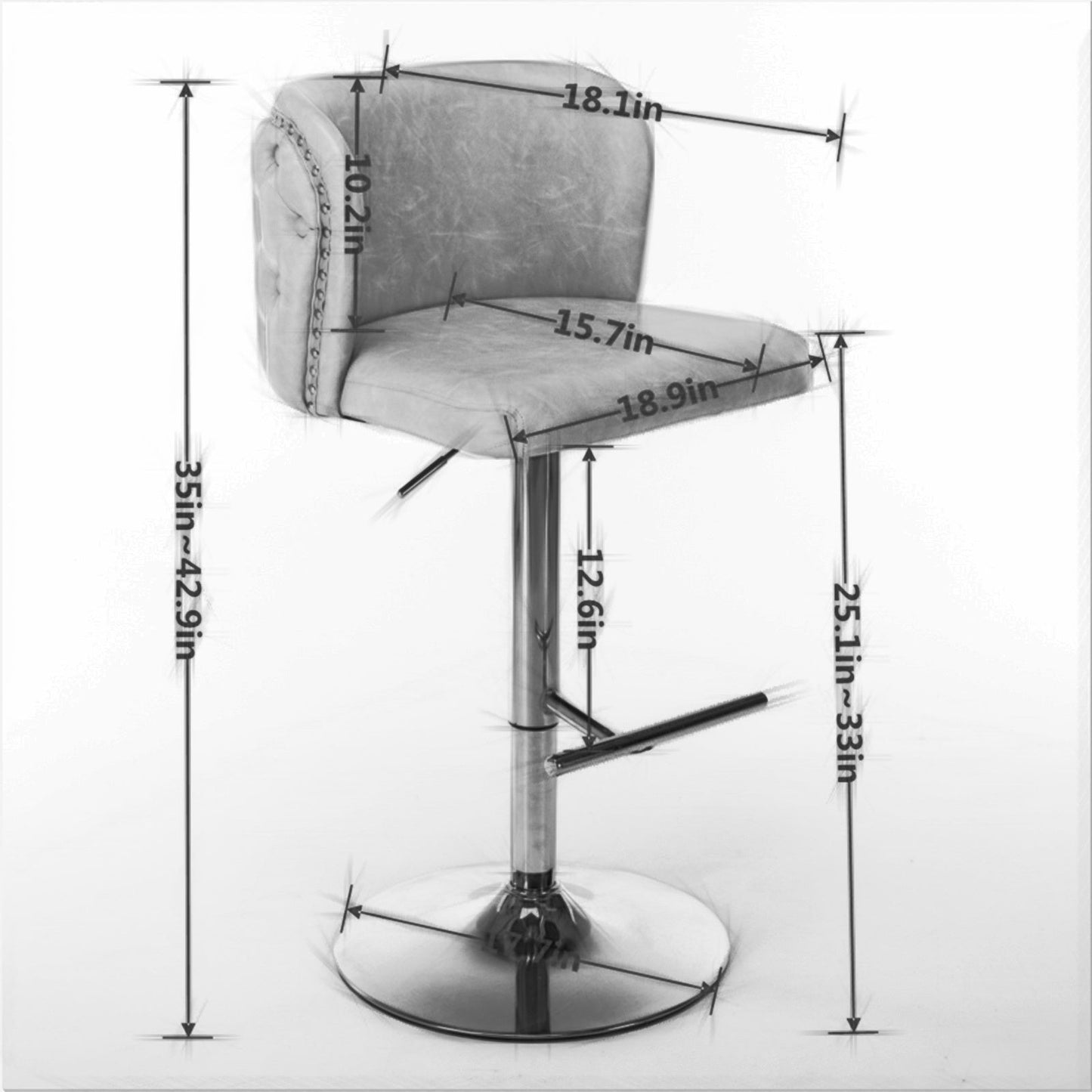 LuneluX_Home – Modern PU Leather Swivel Barstools (Set of 2, Burgundy)