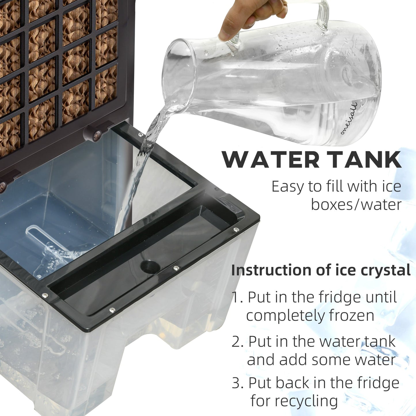 3-In-1 Ice Cooling Fan, Mobile Evaporative Air Cooler with Remote,
