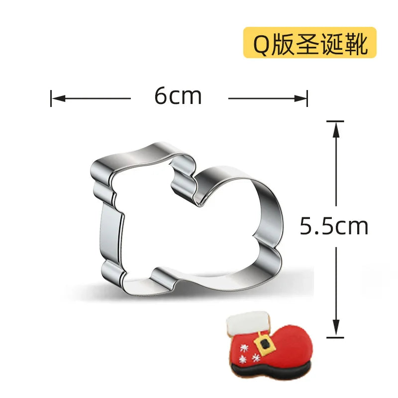 Christmas Cookie Cutter Stainless Steel Biscuit Mold Baking Tool Christmas Theme Snowflake Santa Claus Cake Biscuit Mould M542