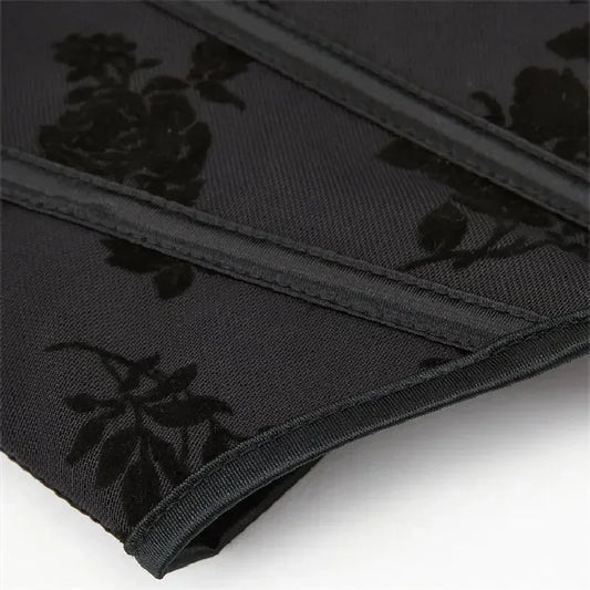 Fashion Women Corset Crop Top Floral Print Overbust Bustier Sexy Lingerie Body Shaper Short Torso Corselet Vest