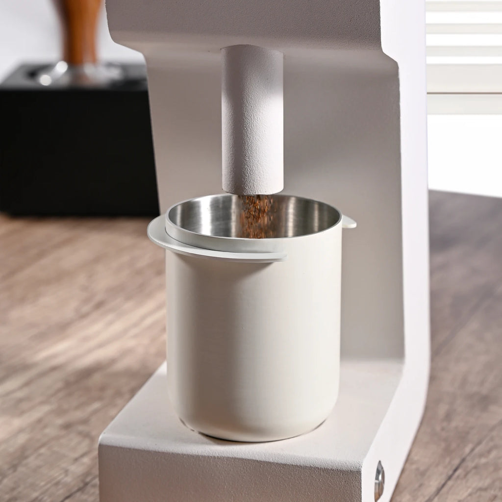 58mm Coffee Dosing Cup with Cleaning Brush Sniffing Mug for Espresso Machine Wear Resistant Stainless Steel Coffee Dosing Cup