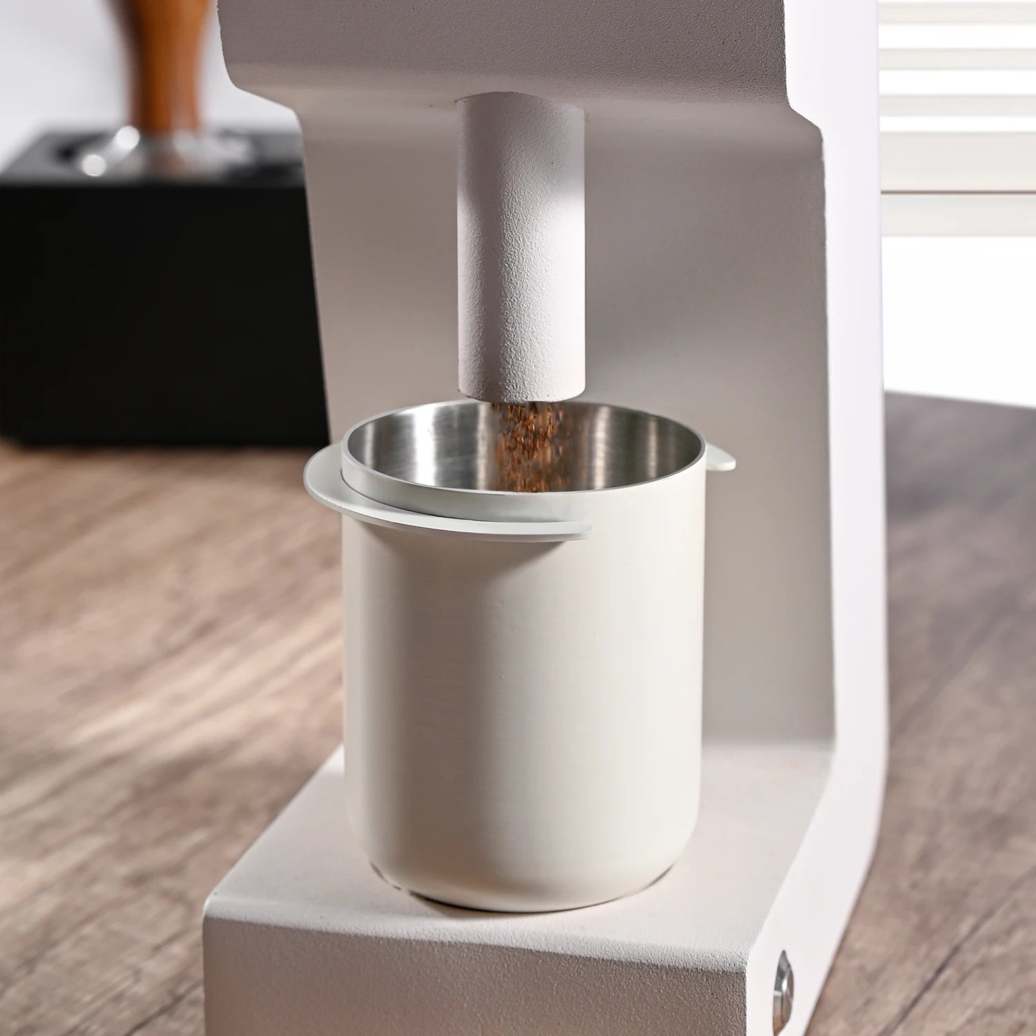 58mm Coffee Dosing Cup with Cleaning Brush Sniffing Mug for Espresso Machine Wear Resistant Stainless Steel Coffee Dosing Cup