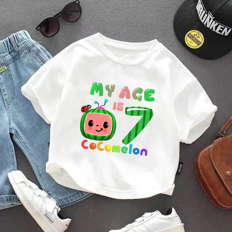 Cocomelons Kids T-shirts Boys Girls Baby Shower T-shirt Children Summer Cotton Clothes Cartoon Anime Pattern Tee Birthday Gifts