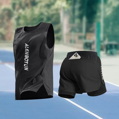 Men Running Sports Set Summer New Arrival Marathon Training Fitness Outfits Professional Quick Dry Basketball Tank Top And Short