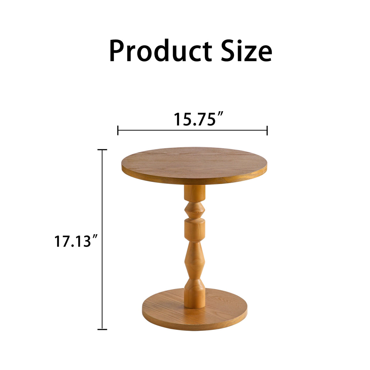 Round Side Table with a Solid Wood Spindle Pedestal and Light Oak