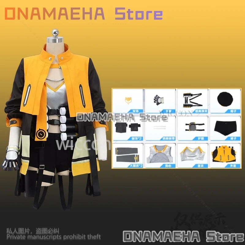 Anis Cosplay Game NIKKE：The Goddess Of Victory Costume Fashion Punk Yellow Black Coat Y2K Halloween Jirai Kei Girls Outfit