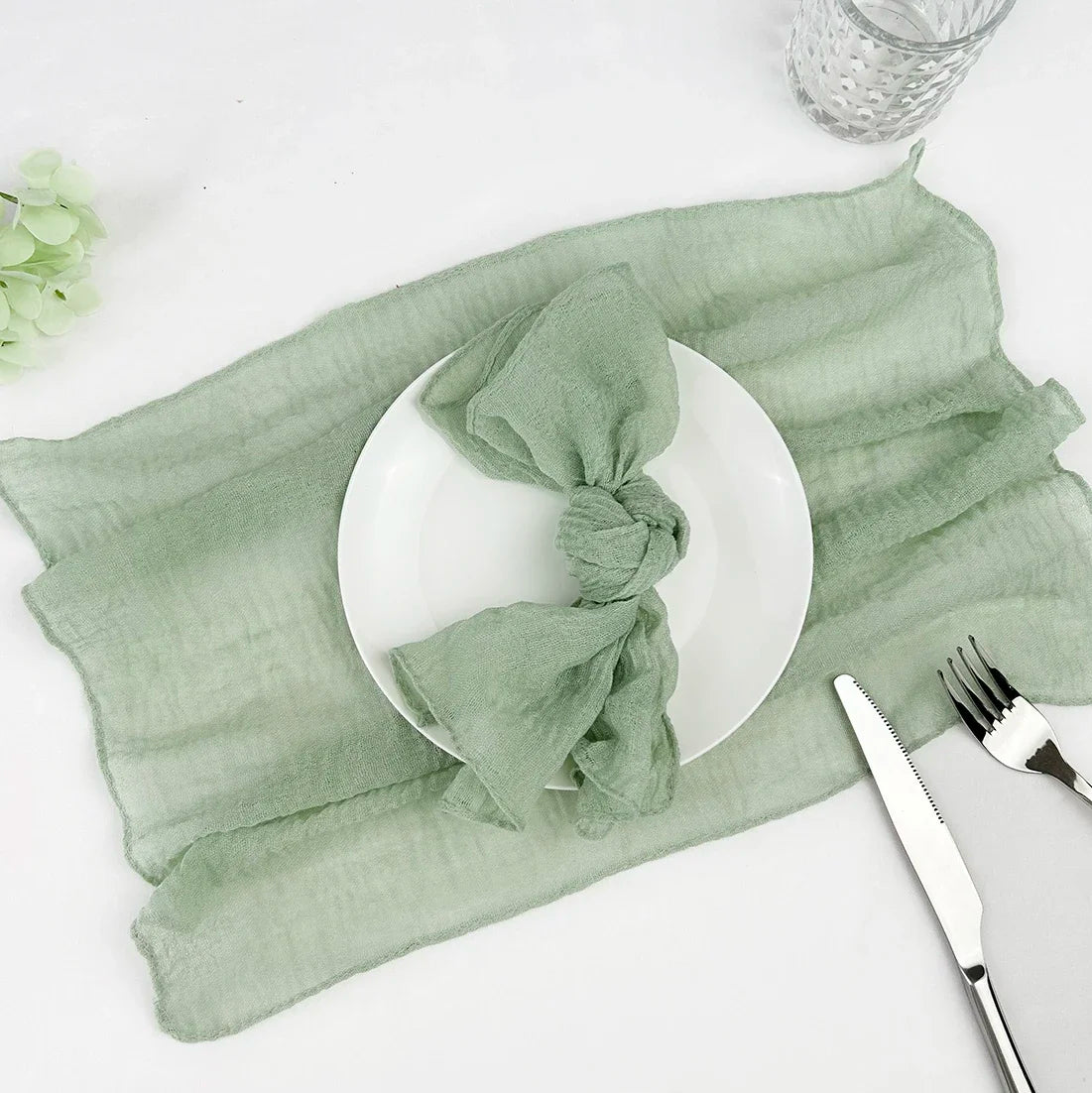 10PCS 38x38CM Sage green Wedding Cloth Napkins Gauze Fabric Pink Beige Christmas Party Dinner table Mat Decoration