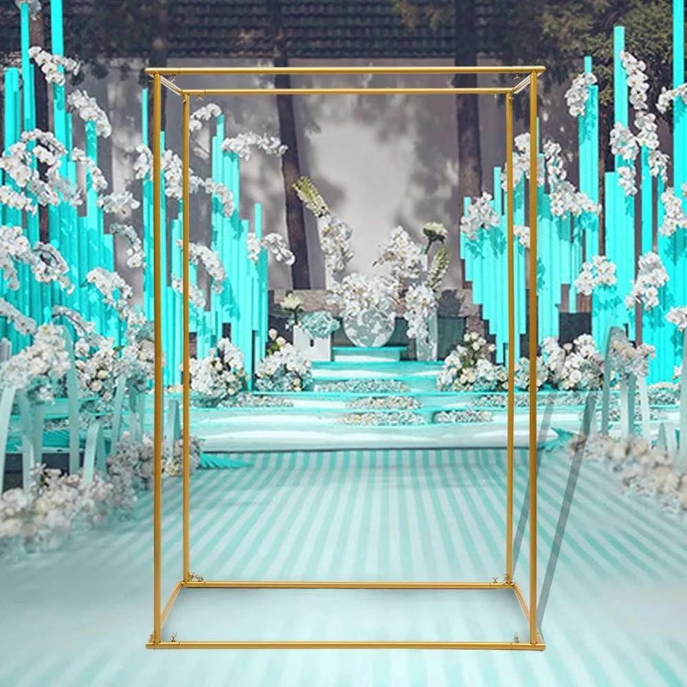 Metal Wedding Arches Wedding Gold Arch Backdrop Stand Ceremony Square Balloon Arch Frame Stand for Birthday Party Garden Decorat