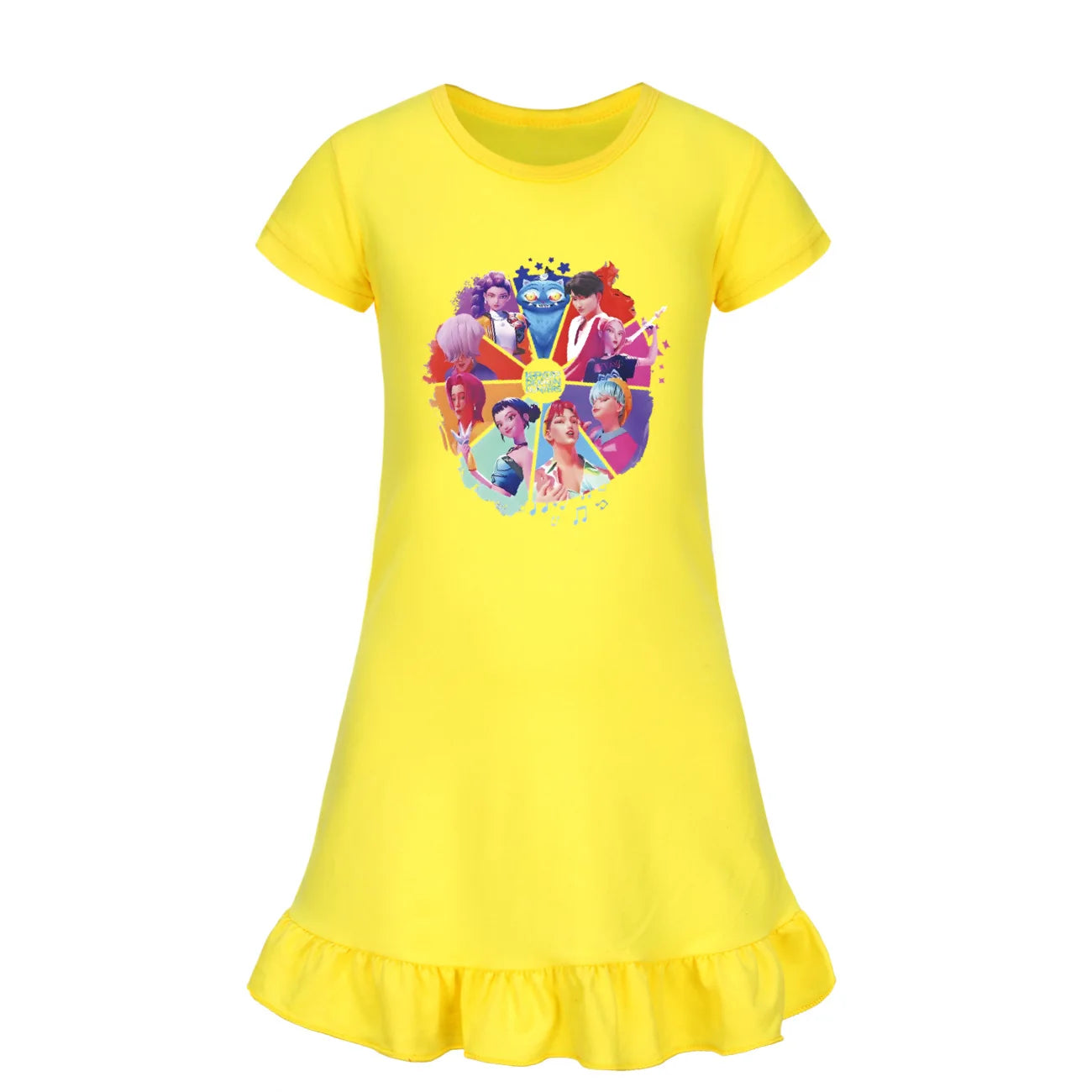 Baby KPop Demon Hunters Kids Summer Sleepdress Short Sleeve Girls Casual Cartoon Nightgown Daily Wear Clothes for Children dress