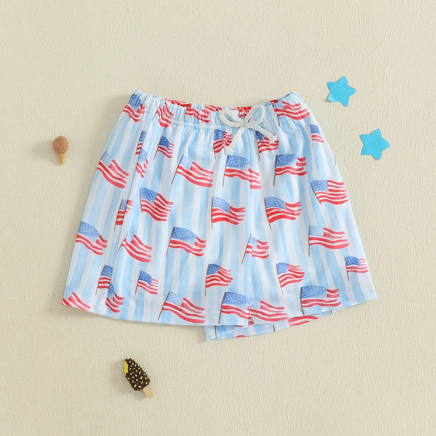 Toddler Boy Patriotic Beach Shorts Flag Popsicle Print Casual Elastic Short Pants for Newborn Baby Cute Clothes