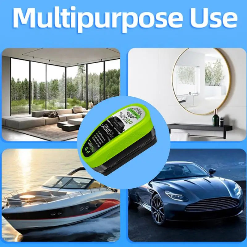 Glass Oil Film Remover 150ml Car Window Cleaner Board Strong Front Windshield Stain Removal Agent Anti-Fog Glass Cleaning Brush