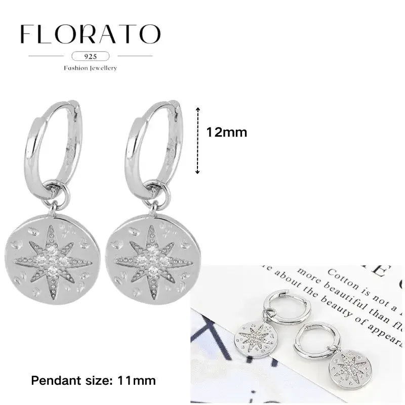 925 Sterling Silver Ear needle European And American Style Hoop Earrings Round square Pendientes Fashion For Women Birthday Gift
