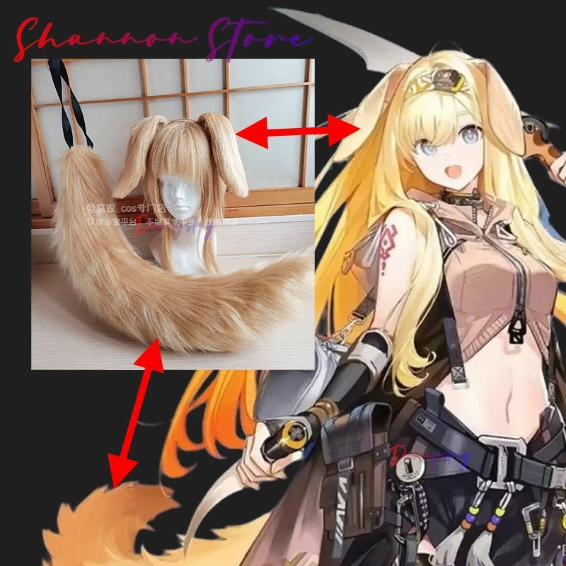 Arknights Brigid Cosplay Costume Brigid Wig Hair Band Tail Accessories Prop Uniform Anime Halloween Disguise for Adult Women