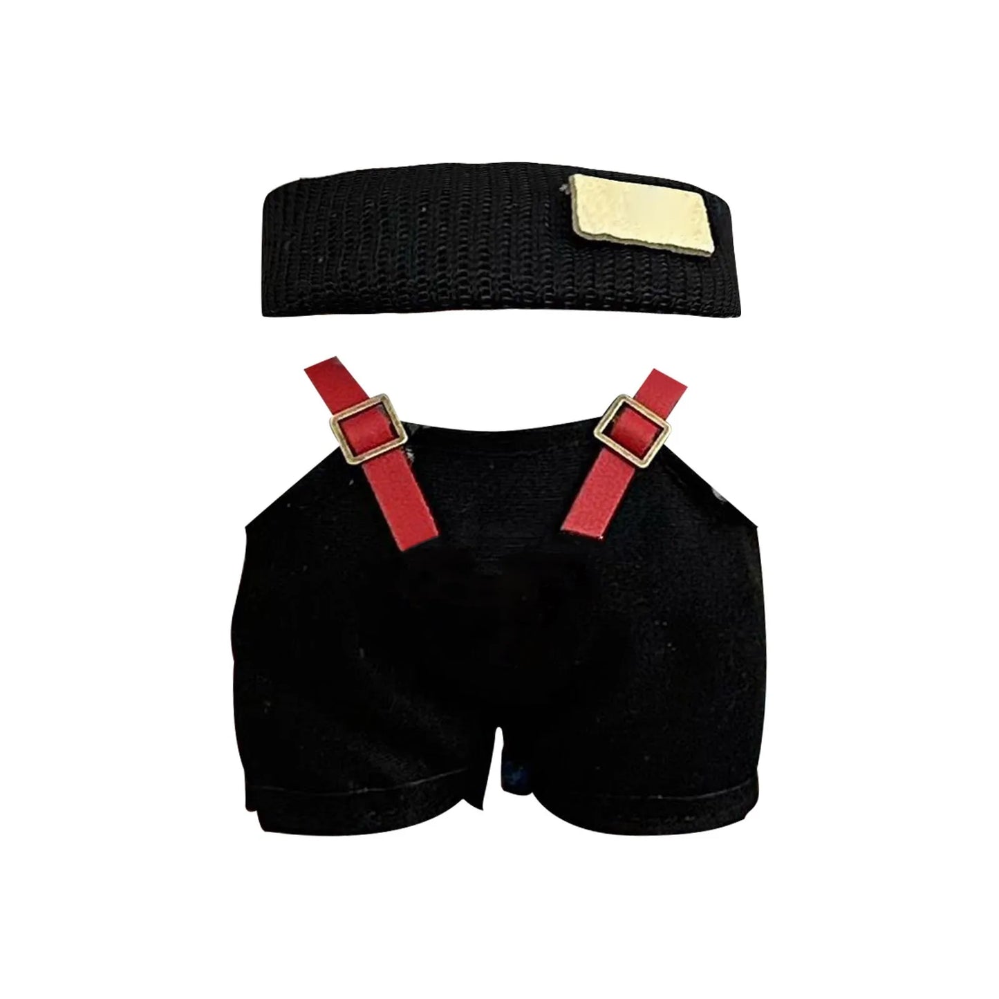 The First And Second Generation Baby Clothes 17cm Sitting Party Clothes Accessories Black Overalls & Headband Set