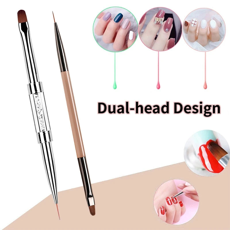 1pc Nail Brush Extension Nail Gel Rhinestone Dual-Ended Handle French Tip For Manicure Design Polish Gel Liner Professional Pen