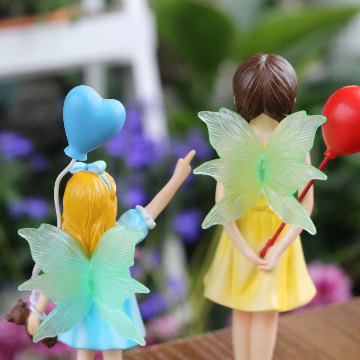 2PC/Colorful Balloon Flower Fairy - Resin Succulent Pot Decoration Statue - The Perfect Choice for Fairy Garden