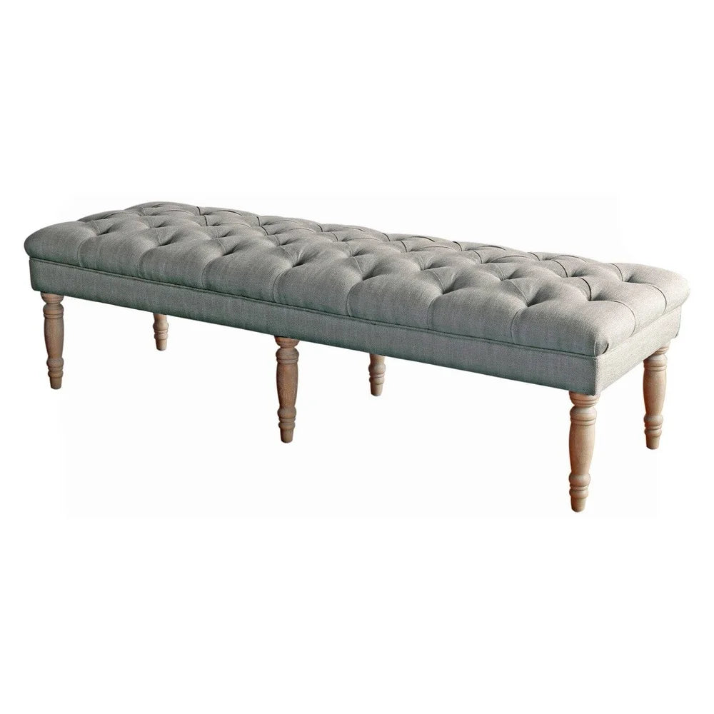 Tufted Upholstered Bench Indoor Entryway Dining Ottoman Foam Padding Wood Frame Easy Assembly Storage Gray 64 Inch Length