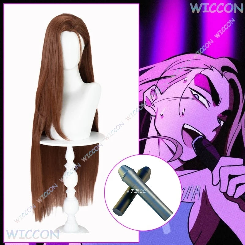 [YiNuo Store]Hyuna Cosplay Wig Long Hair Anime Alien Stage Hyuna Performance Prop Microphone Hyuna Sticker Women Halloween Cos A