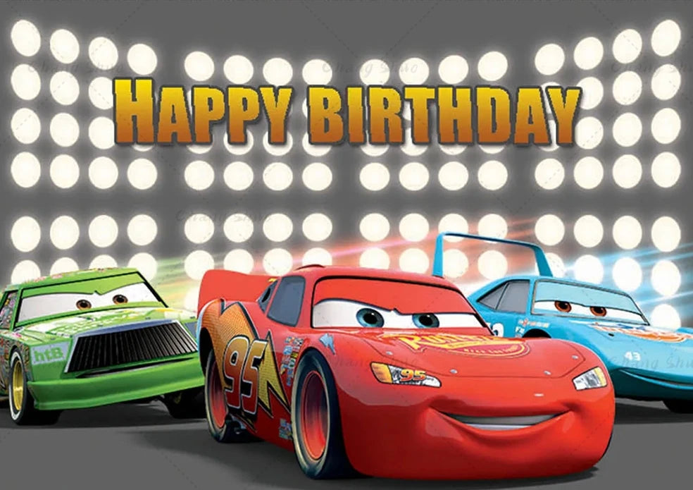 Cars Backdrop Kids Birthday Party Cake Table Decorations Photography Background Lightning McQueen Racing Party Decor Supplies