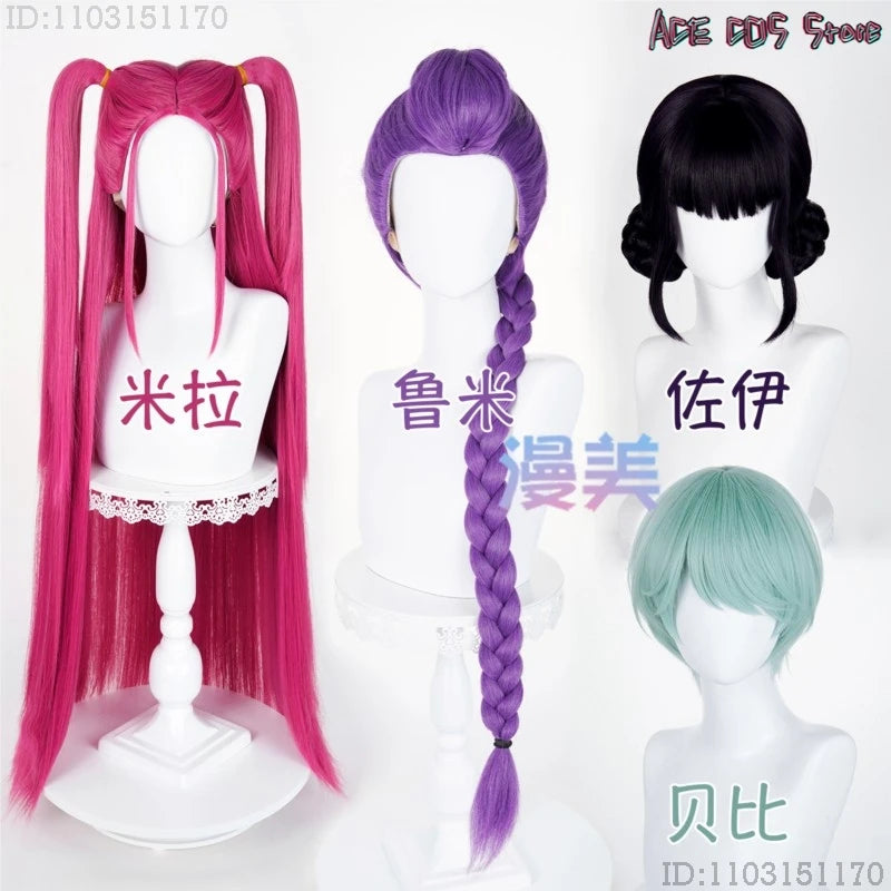 HUNTRIX = K-Pop Mira Rumi Zoey Demon Hunters Cosplay Wigs Halloween Girl Group Cosplay Hair Braid Outfit Women disfraz mujer