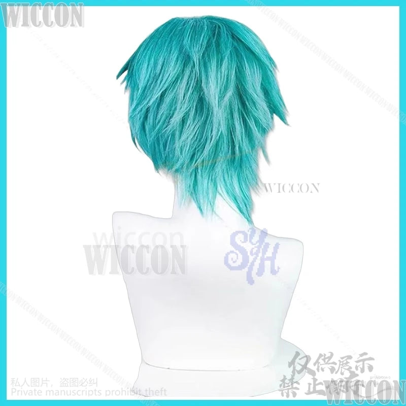 Anime Movie Demon Hunters Saja Boy Cosplay Baby Kpop Group Y2K Fashion Wig Heat Resistant Halloween Short Blue Green Hair Cos