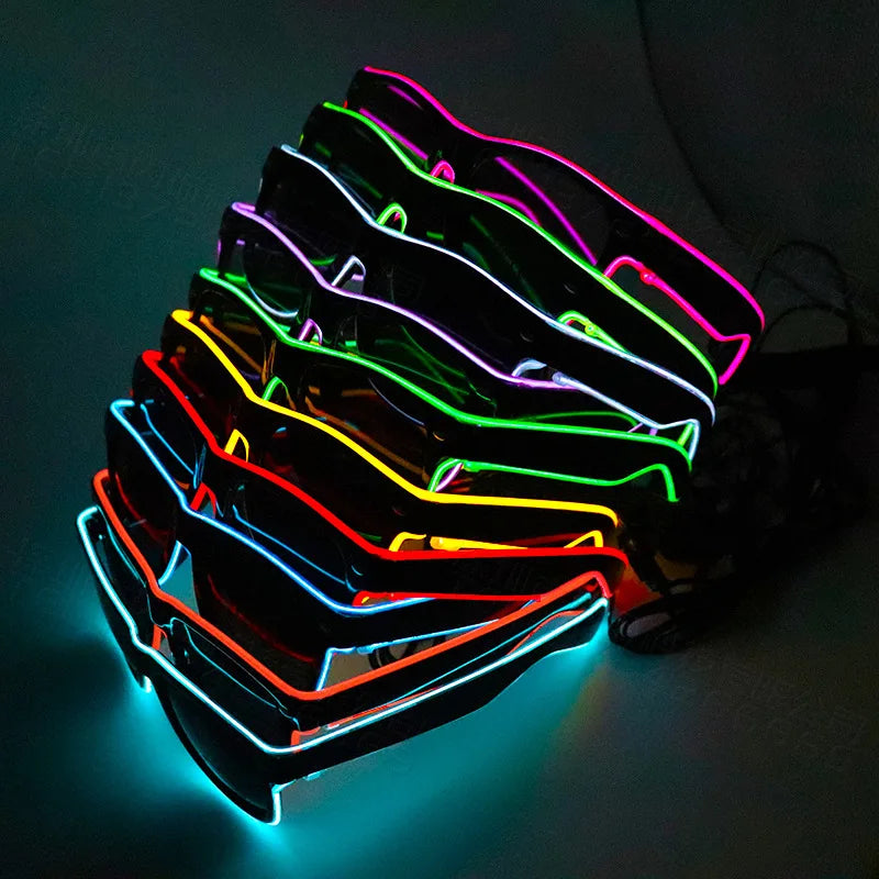 1PC Flashing EL Wire Led Glasses Luminous Party Decorative Lighting Classic Novelty Gift Bright LED Light Up Party SunGlasses