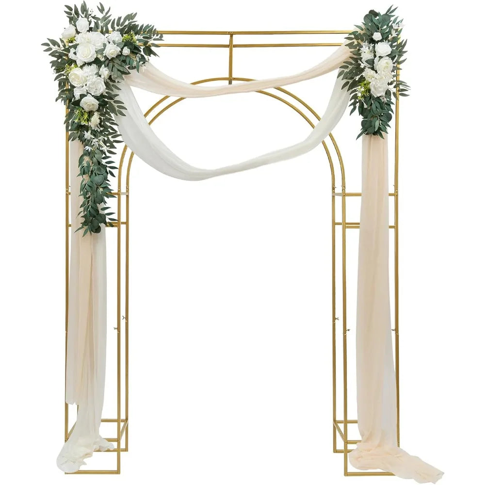 Wedding Arch Backdrop Stand, Gold Wedding Arches for Ceremony Square Metal Balloon Arch Stand Garden Arbor Frame for Wedding Bir
