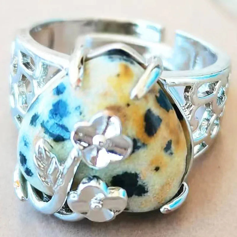 Opal Heart Women Men Ring 7~12" (us) adjust PWB1213