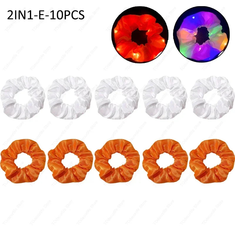 LED Luminous Scrunchies Hairband Glowing Elastic Hair Tie Rope for Women Girls Glow in the Dark Party Hair Accessory