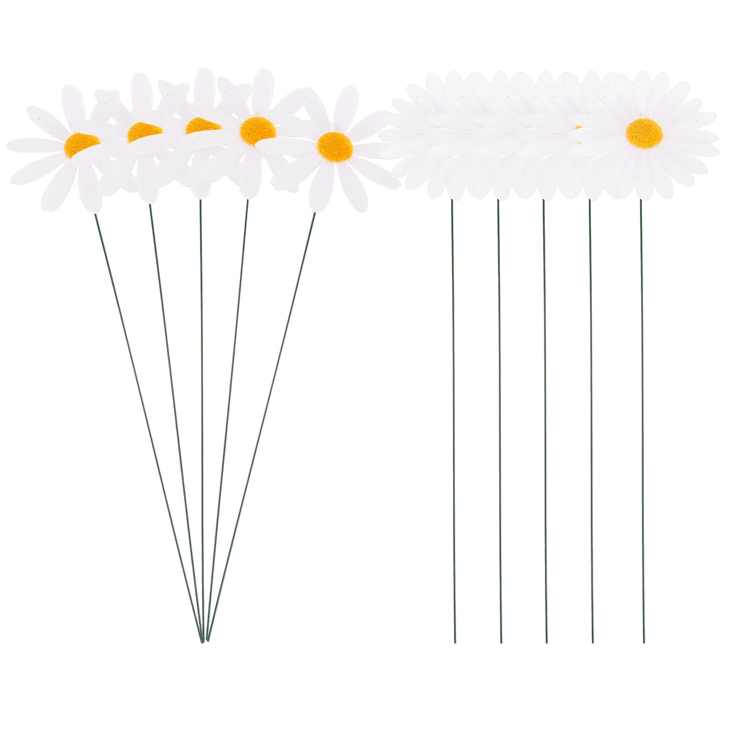 10pcs Daisy Cutouts Garden Courtyard Decorations Pvc Simulated Flower StemDecorative Lawn Stakes Balloons