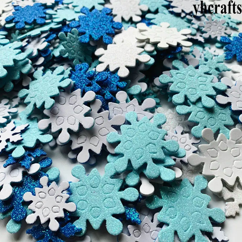 100PCS glitter snowflake christmas tree foam stickers Xmas handwork Kids diy toys Early learning educational toys OEM