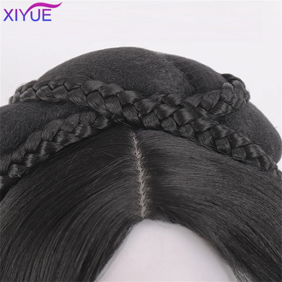 XIYUE Hanfu Wig Headband Women Chinese Style Synthetic Hair Piece Antique Modelling Cos Pad Hair Accessories Headdress Black