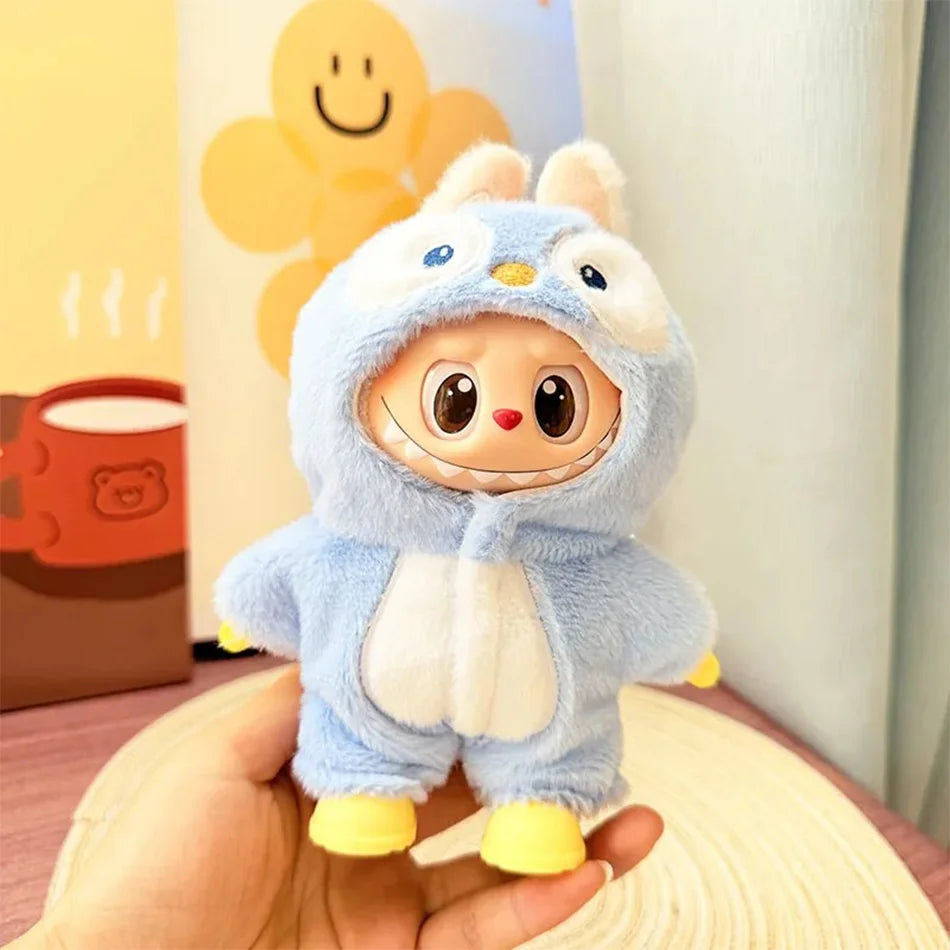 Clothes For Labubu 17cm II Idol Dolls Sitting Party The Monster Outfit Accessories Clothing Kids Gift Cute Penguin Baby Jumpsuit