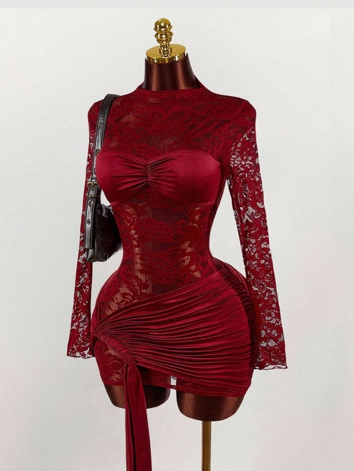 New Stylish Lace Hollow-out Sheer Dress For International Trade