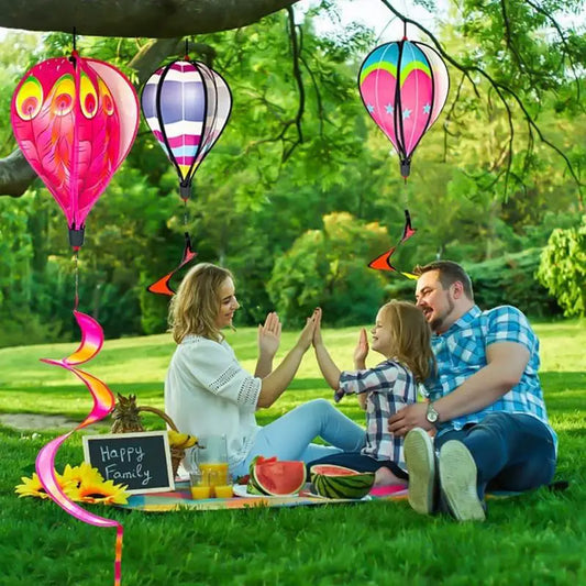 Hot Air Balloon Wind Spinners Colorful 3 Pieces Wind Spinners Garden Decorations For Lawn Patio Seasonal Decor Autumn Easter