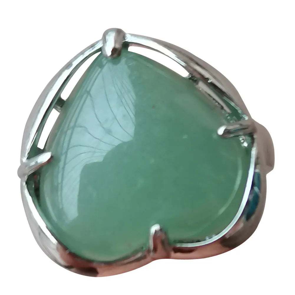 Tiger Eye Unakite Malachite Howlite Crystal Blue Sand Goldstone Aventurine Carnelian  Heart Bead Art Ring PWB918