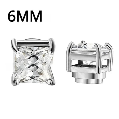 1Pairs Crystal Strong Magnetic Ear Stud Clip Earrings for Men Women, Punk Round Zircon Magnet Earrings Non Piercing Ear Jewelry