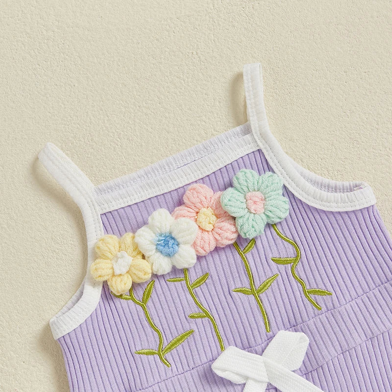 Toddler Baby Girl Summer Playsuits Sleeveless Spaghetti Strap Crochet Flower Romper Shorts Infant Short Jumpsuit Clothes