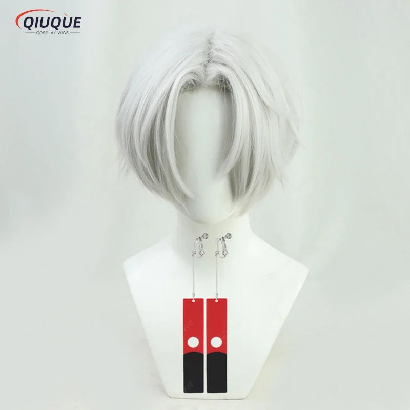 COSda@Anime Tenjiku Izana Kurokawa Cosplay Wig Silver White Heat Resistant Hair Wigs + Wig Cap + Earrings PropsCOSda@