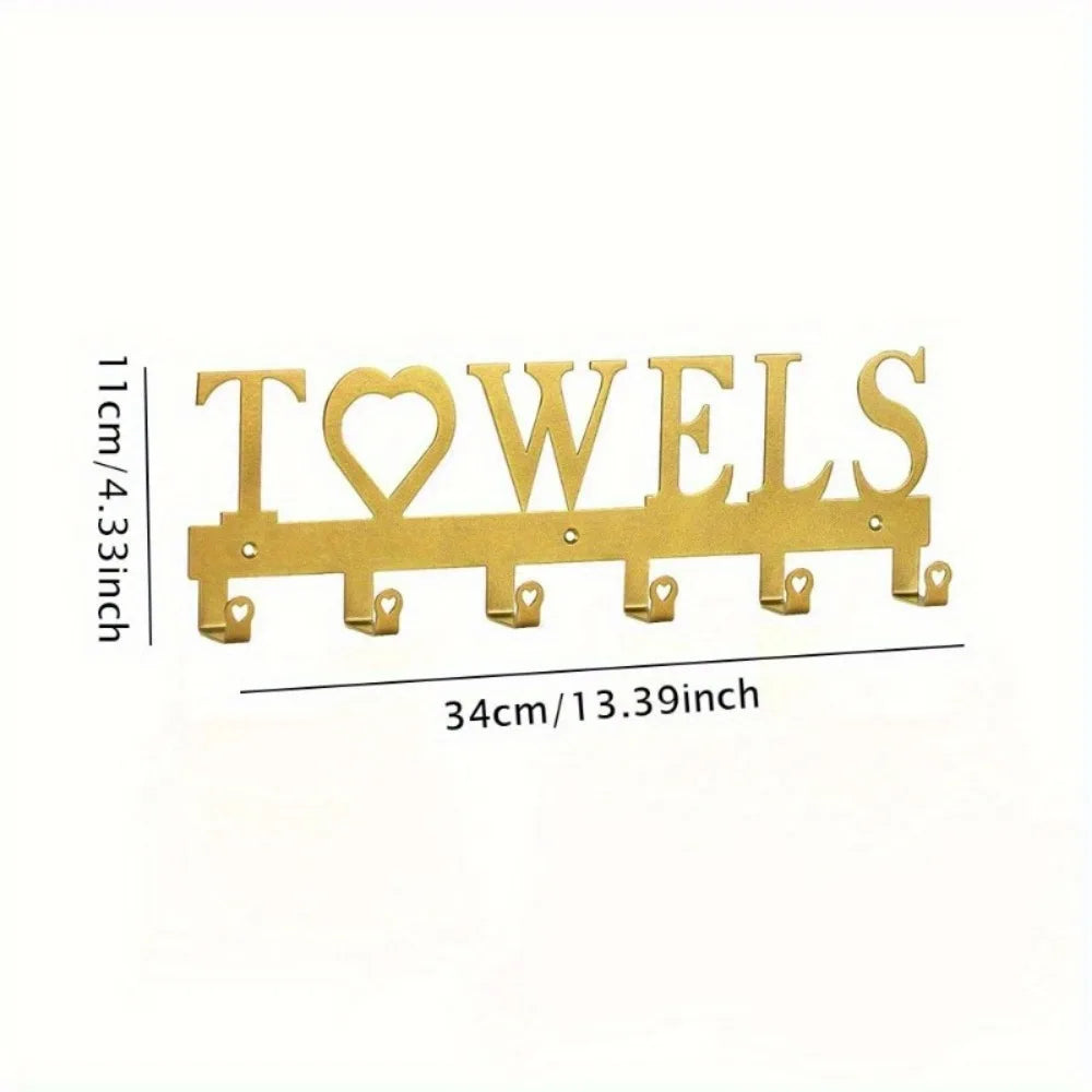 Sturdy Gold Metal Wall Hook Organizer: Multi-Purpose Key & Coat Hanger for Home, Office & Entryway.