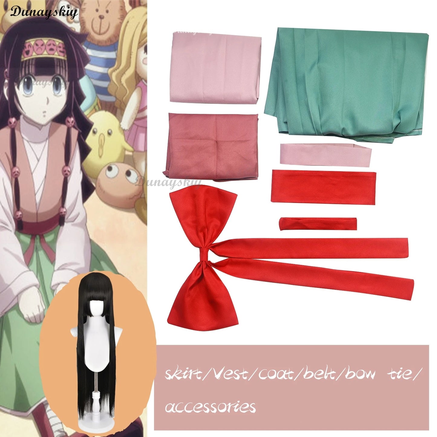 Anime HUNTER HUNTER Aruka Zorudikku Cosplay Costume Alluka Zoldyck Japanese Kimono Wig Shoes Woman Cute Christmas Customized
