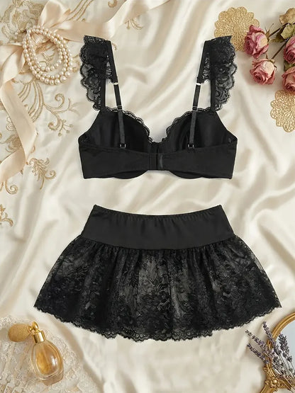 Sexy Lingerie Seamless Underwear Fancy Women Erotic Outfit Open Sexy Bra Set Fantasy Mini Skirt Bra Set Cosplay Costumes Women