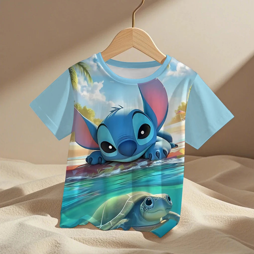 Lilo Stitch Trucksuit Kids T-Shirt Kawaii T Shirt Anime Cartoons Children Casual Clothes Tee Shirt Baby Girl Boy Fashion Y2K Top
