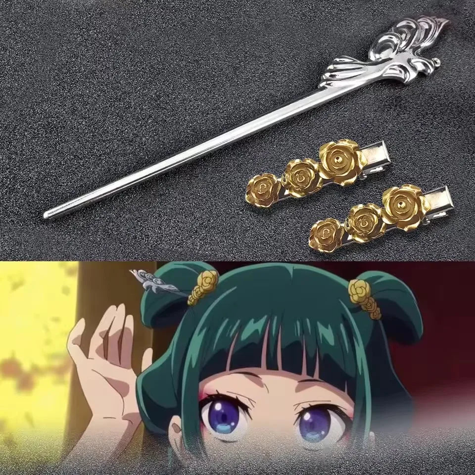 Apothecary Diaries Alloy Hairpins Anime Cosplay Stylish Hair Accessories Props Headwear Women Girls Halloween Role Play Hairpin