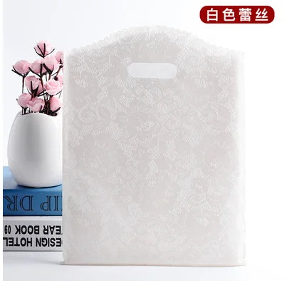 50pcs Multi Style Plastic Handle Bag 15*20cm Small Jewelry Packing Bag Party Favor Bags For Candy Cookie Gift Packaging Bag