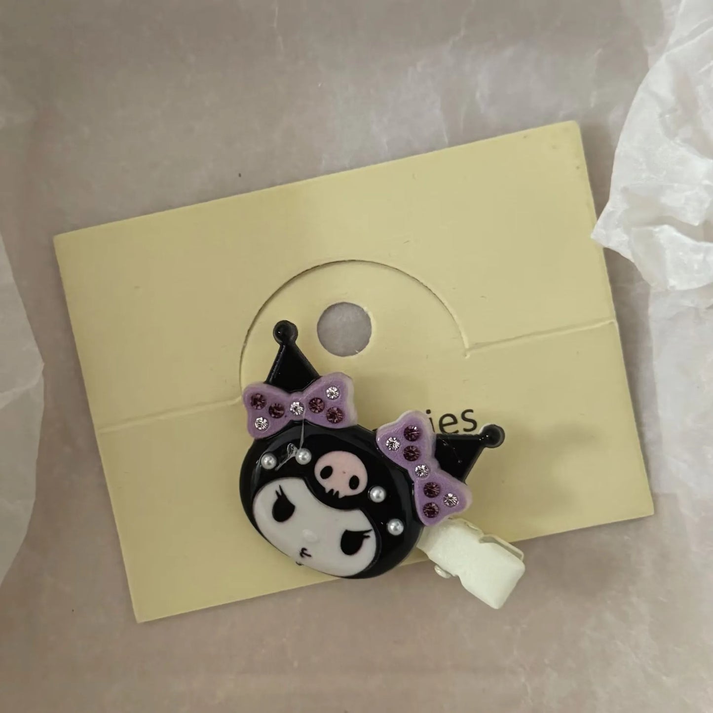 Sanrio Hello Kitty Hair Clips Shiny Pink Crystal My Melody Kuromi Women Hairs Accessories Sweet Girls Headdress Bangs Clip Gift