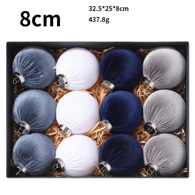 12Pcs/8cm Christmas Ball Decoration Supplies Exquisite Christmas Tree Ornaments Pendant New Year Home Party Decoration