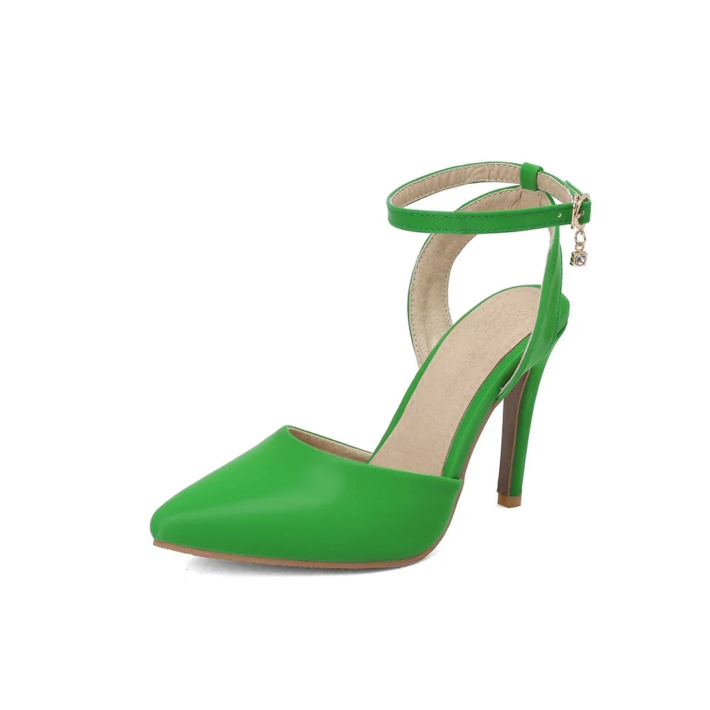 New Summer Elegant Black Green Women Nude Sandals Sexy High Heels Lady Slingback Shoes Plus Big Small Size  32 43 45 50