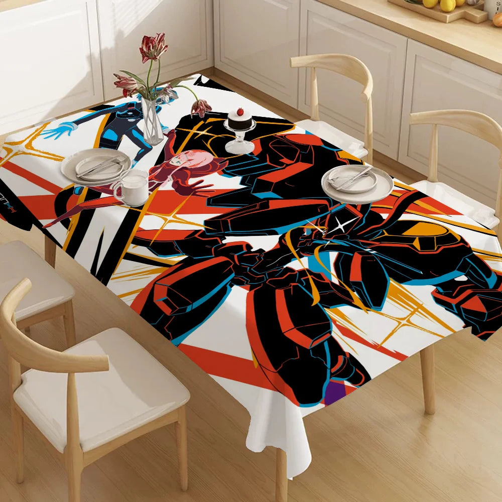 Z-Zero Two D-Darling In The Franxx Themed Polyester Tablecloths Cute Designs For Home Kitchens Dining Rooms Patios Tablecloth